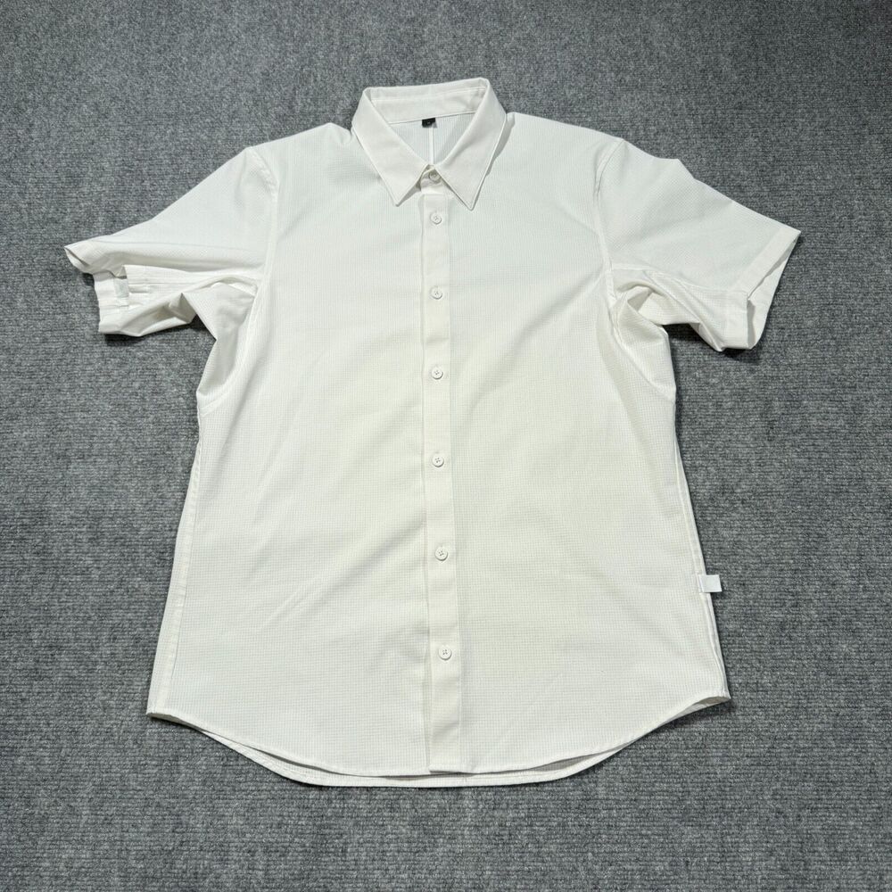 Lululemon Shirt Mens Medium White Airing Easy Short Sleeve Button